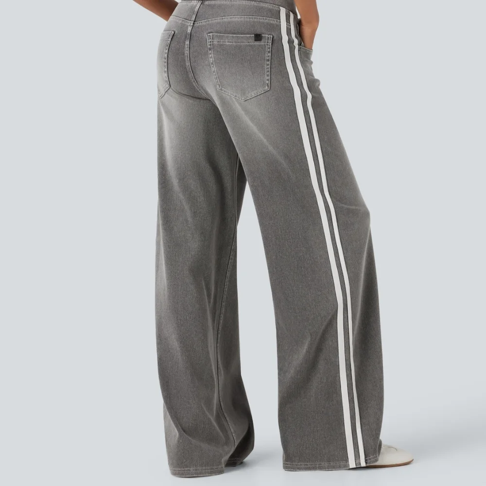 HALARA Gray High Rise Stripe Women Jeans Petite Large 12/14 - Picture 5 of 5